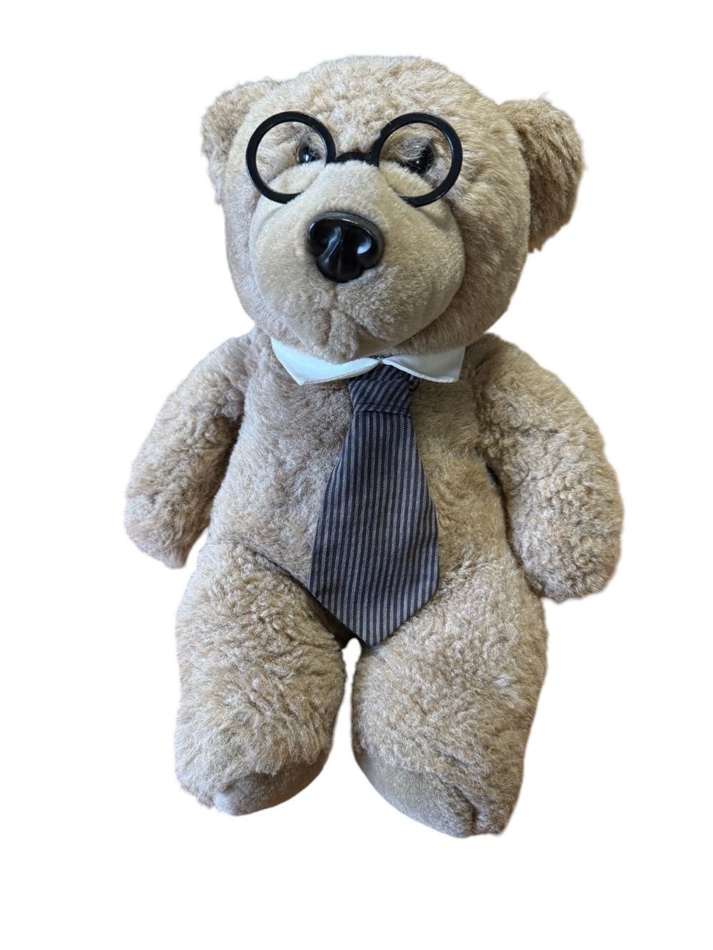 Vintage 1987 Heartline Teddy Bear Plush Glasses Tie Scholarly